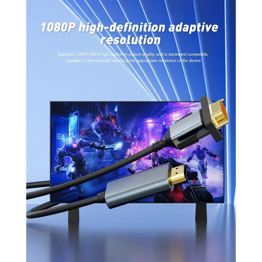 HDMI 호환 VGA 어댑터 연결 라인 1080P PC 노트북 PS4 PS5 Xbox 스위치 TV 박스 긴 비디오 코드 변환기