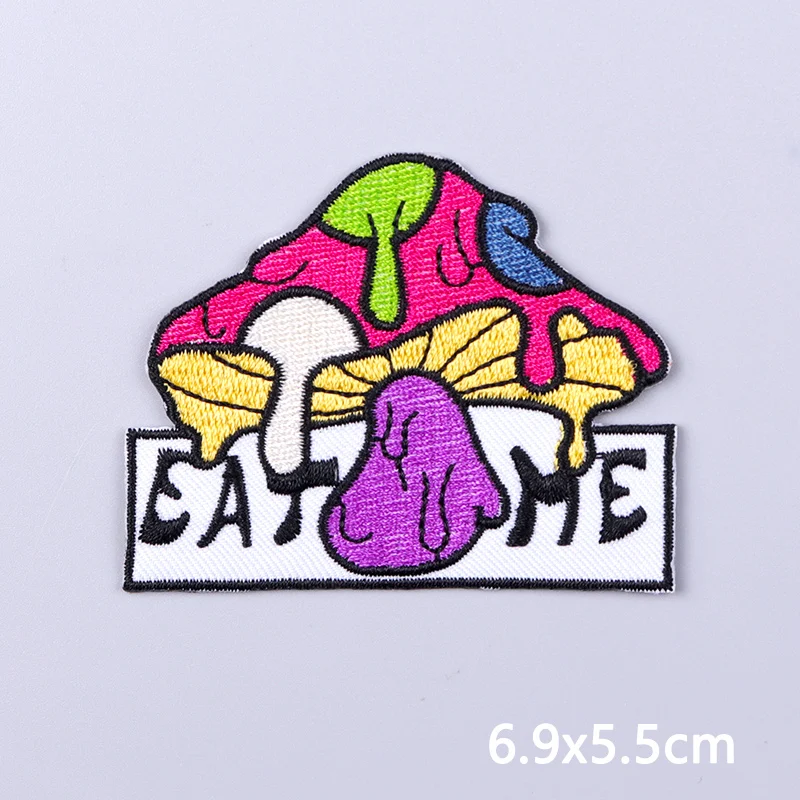 Colorful Mushrooms Patch Sewing Embroidery Patch Cartoon Applique Iron On  Patches For Clothing Thermoadhesive Patches On