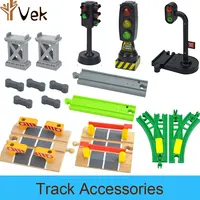 Wooden Train Railway Connect Fixer Track Accessories Connector Tracffic Light Holder Fit Brio Wood Track Educational Kid Toys 1