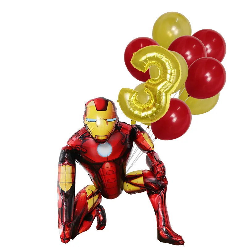 thumbnail image 1 of 1 juego de globos de aluminio 3D de Spiderman Hero con números, decoraciones para fiestas de cumpleaños de Los Vengadores, juguetes inflados de Iron Man para niños, regalos, 1 of 5