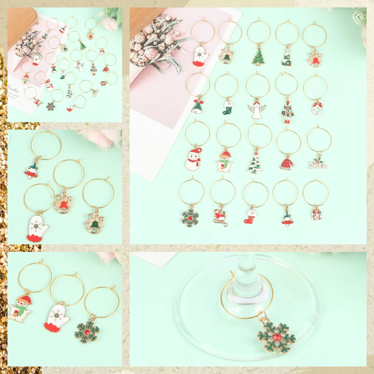 20pcs Christmas Wine Glass Charms Delicate Useful Durable Wine Cup Tags Cup Decorations Markers For House Party