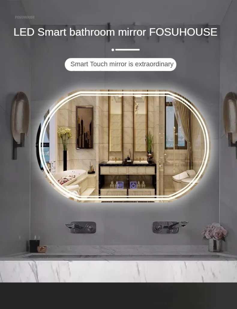 Description Picture 4 of itemEuropean Smart Mirror for Toilet Touch Screen Luminous Defogging Bath Mirrors Simple Light Luxury Household Mirrors for Bedroom