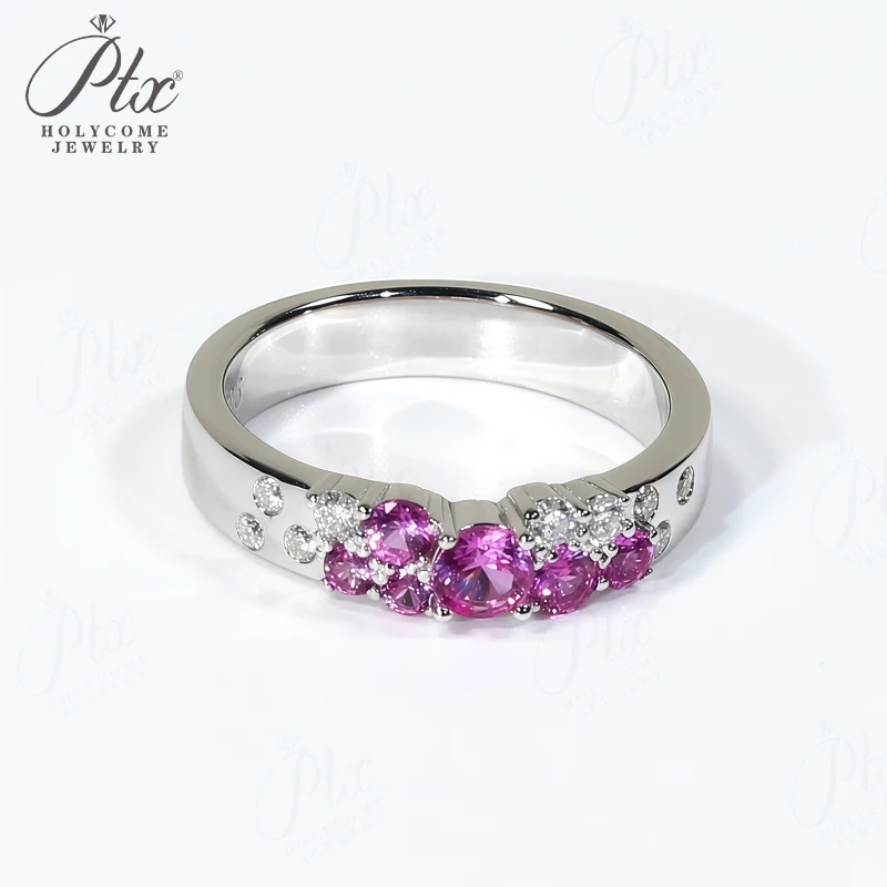 14K Ring Blütenknospenform Rosa Saphir 10K 925 Sterling Silber Ehering ​ Schmuck für Frauen, Geschenke, süßer Stil, romantischer Charme – Detail 7