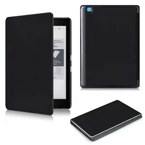 kwmobile Origami Case Compatible with Kobo Aura H2O Edition 2 - Case Slim  Premium PU Leather Cover with Stand - Travel Black/Multicolor