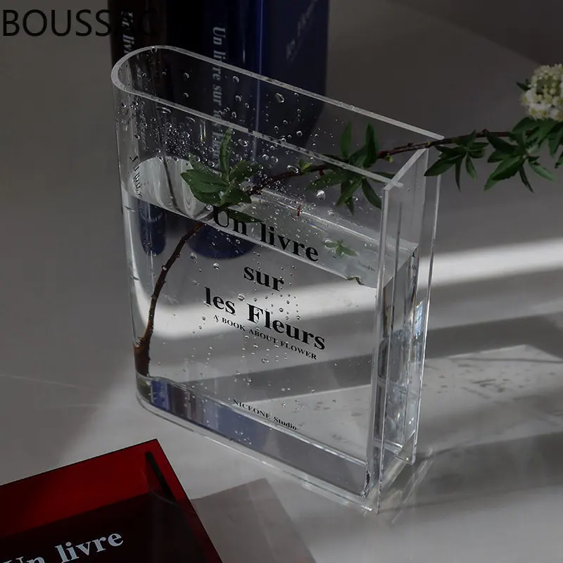

Book Vase Acrylic Vase INS Flower Transparent Flowers Home Decoration Nordic Europe Modern Hydroponic Desktop Ornament Gift