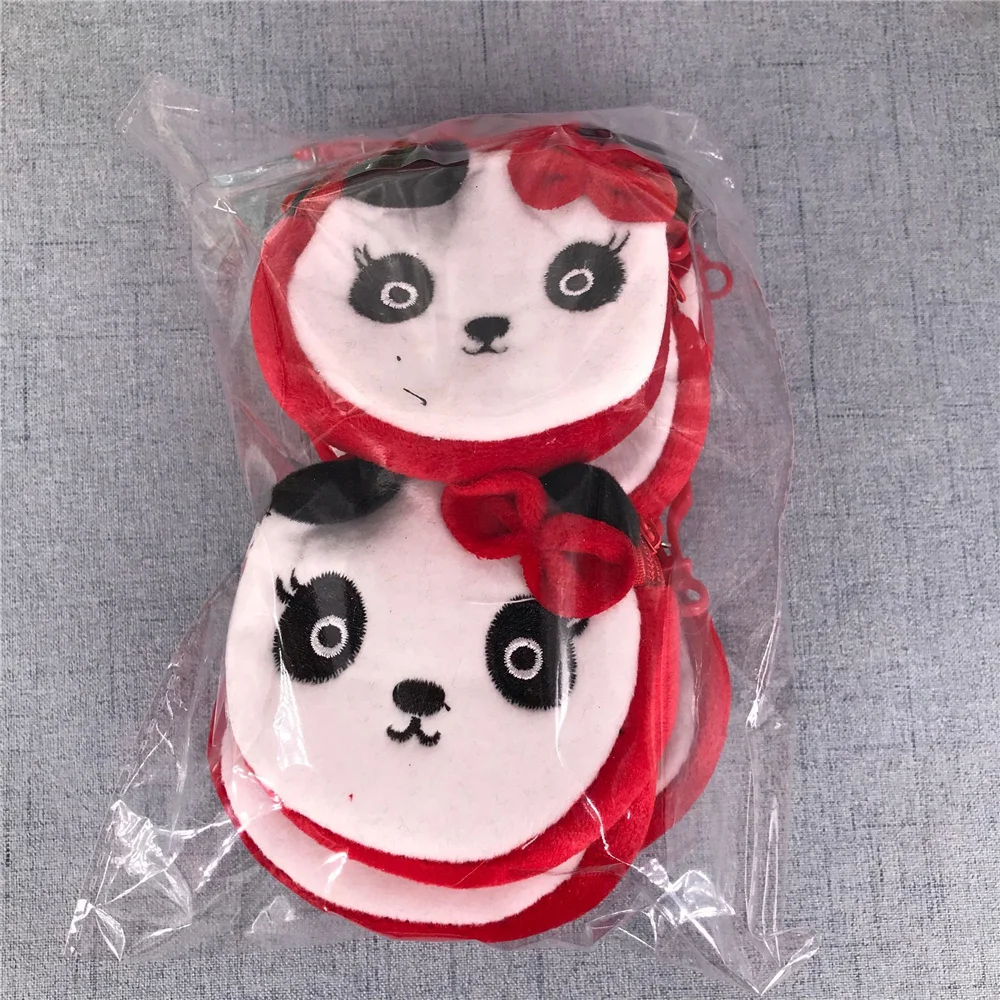 12PCS/LOT Gift Small Key Hook Pendant Plush Coin BAG Panda Animal Coin Pouch 7CM, coin purse, plush coin purse