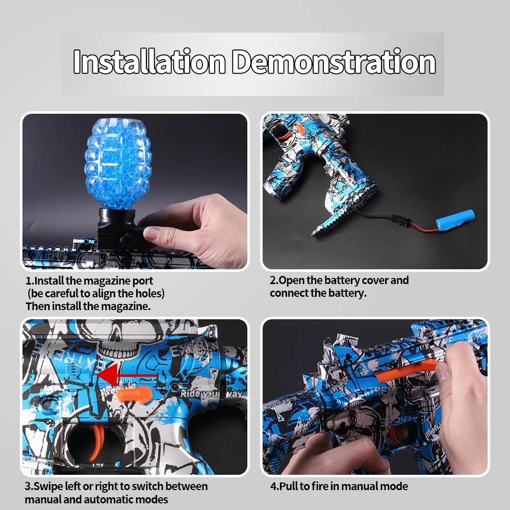 High-Speed M416 Electric Ball Blaster Rechargeable for Kids and Adults Outdoor Game Parties（No water bombs）