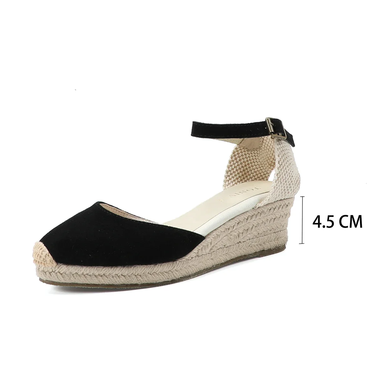 4.5CM black leather