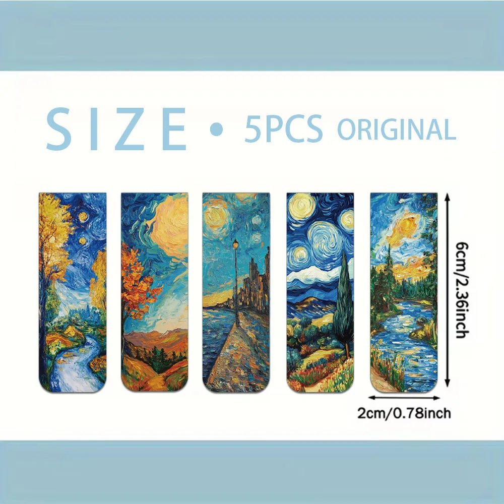 5PCS World Famous Paintings by Van Gogh Magnetic Bookmark Book Marking Page Clip DIY Student Stationery Creative Gifts magnetic bookmark bookmarks stationery supplies