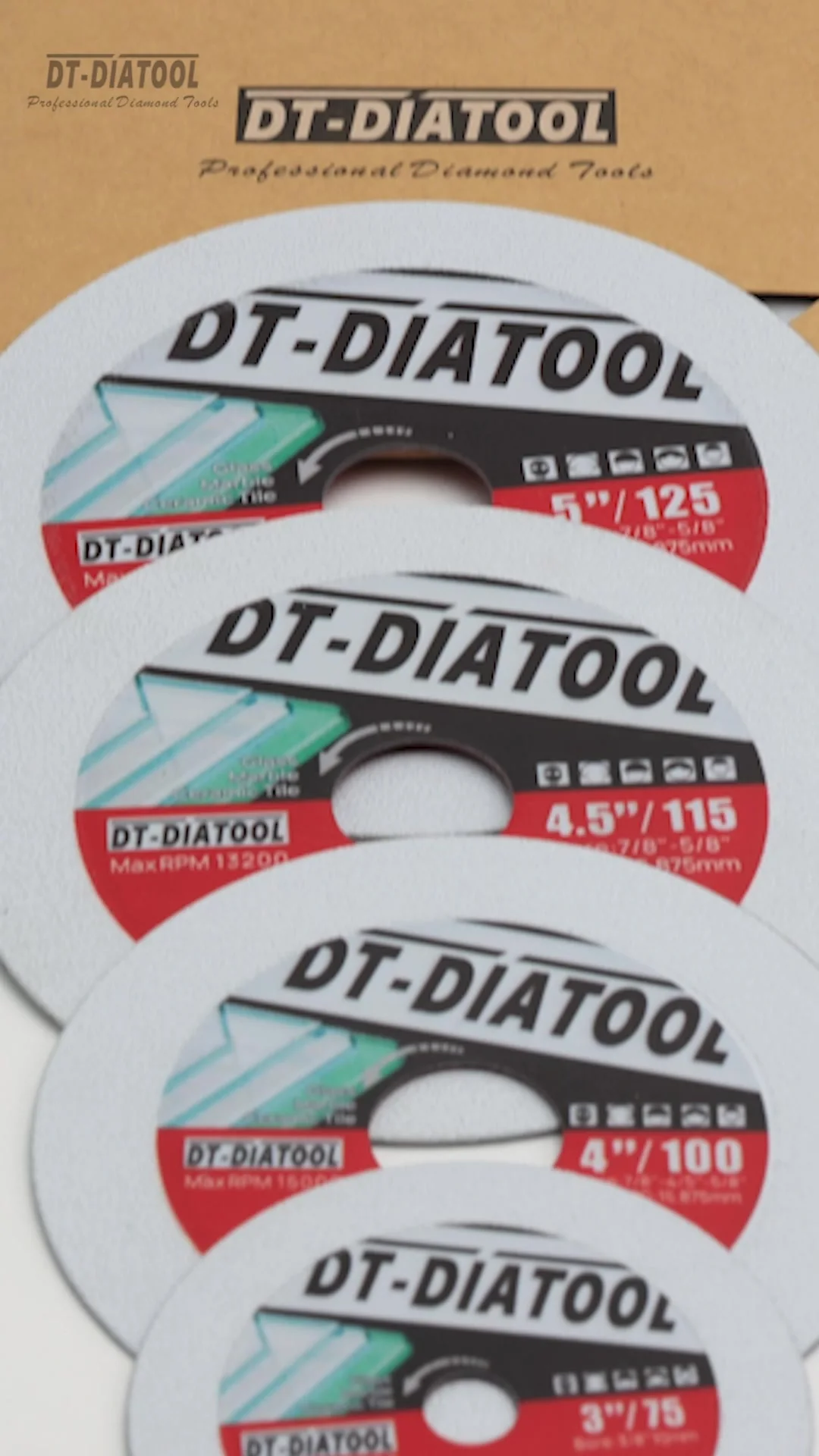 DT-Diatool 3 дюйма 75 мм Алмазное стеклянное пильное полотно Режущий диск для плитки