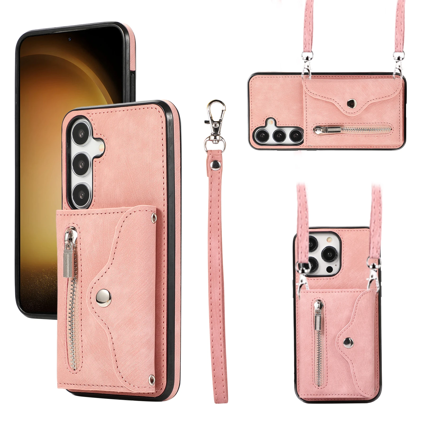 Elegant Leather Crossbody Card Slot Wallet Case