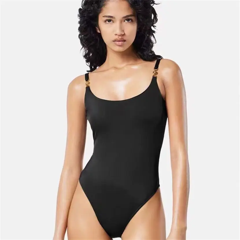 2026 Summer New Women's Vacation Beach Minimally Slimming V-neck One Piece Swimsuit