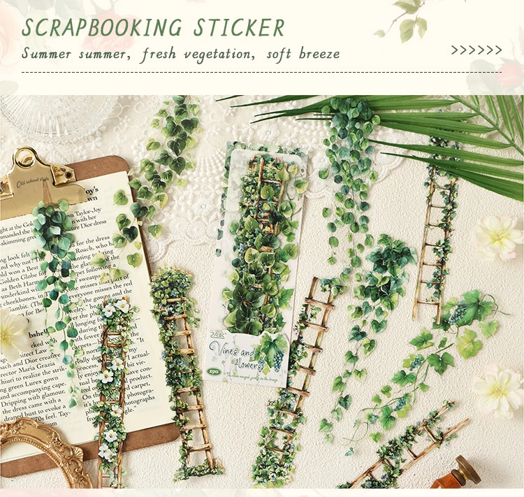 JIANQI 10 stücke INS Frische rebe thema PET Aufkleber Klebstoff Diy Scrapbooking Tagebuch Scrapbooking Collage material Scrapbooking – Detail 2