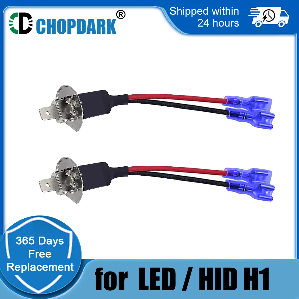 H1 Adapter Wire Socket 2 Pins Convert to 1 Pin Cable Male Plug Connecting  Wiring Harness for LED HID Headlights Bulb Conversion