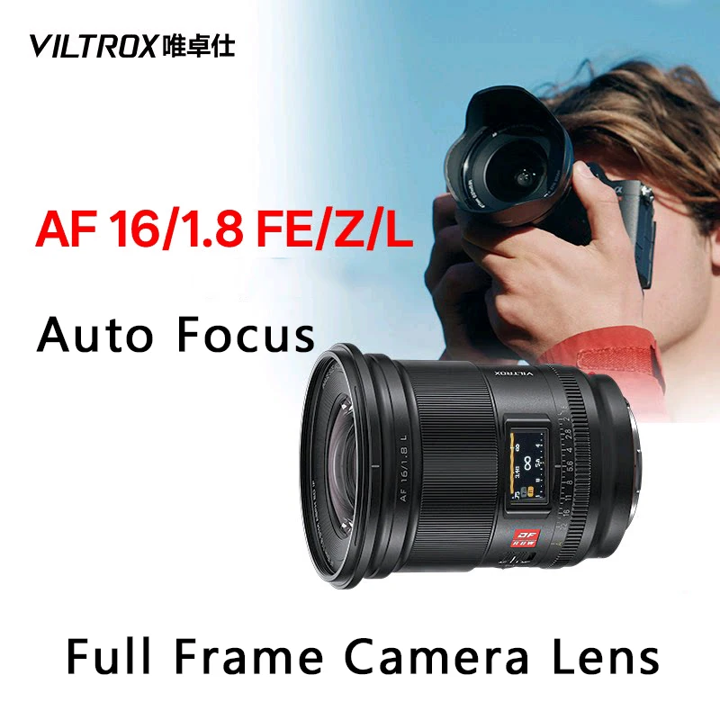VILTROX AF 16mm F1.8 자동 초점 카메라 렌즈 풀프레임 대구경 초광각 스크린 포함 L/ FE/니콘 Z 마운트용