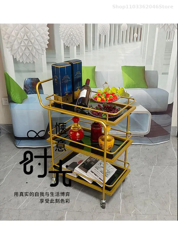 Dining cart high-grade tempered glass dining cart Hotel restaurant chess and card room reception tea