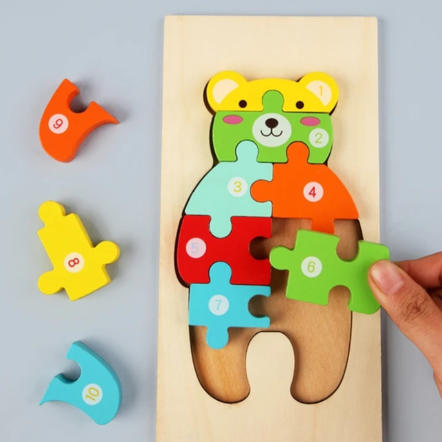 1 Set Children's Wooden Puzzles Bright Colors and Shapes Children's Educational Toys for 1-2-3 Years Old Boys and Girls 4