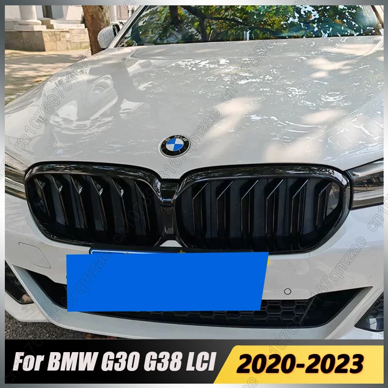 BMW 5 시리즈 G30 G31 G38 LCI 520i 530i 540i M550i M550d 2020-2023 키드니 그릴용 프론트 범퍼 장식 그릴 듀얼 라인 스타일