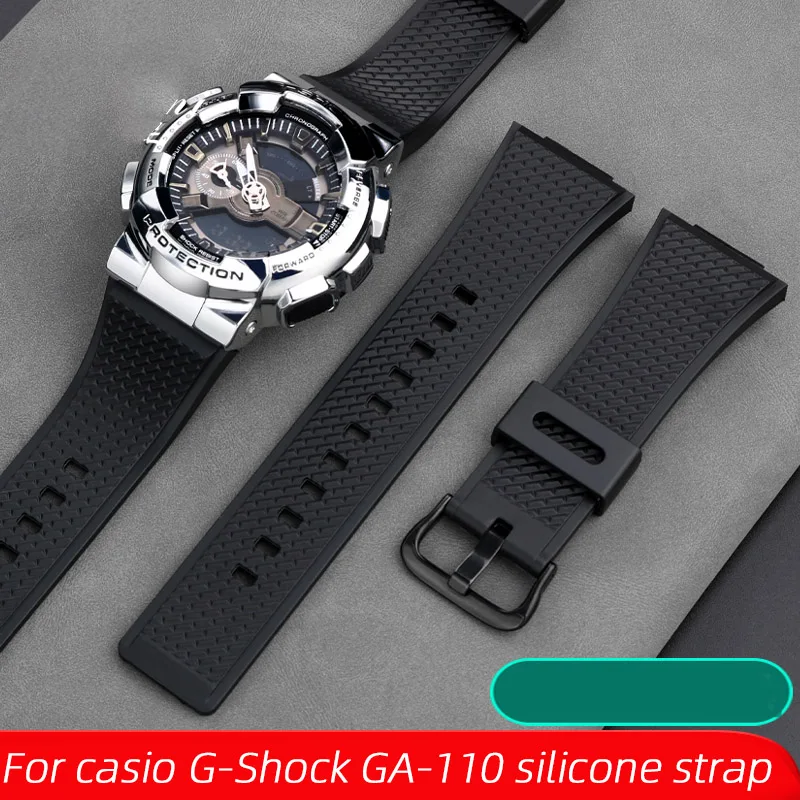 Ibasenice - 4 Anelli Ferma Cinturino In Silicone Nero Per Orologi G-Shock GA-100/110/120/300, Larghezze 16-24mm