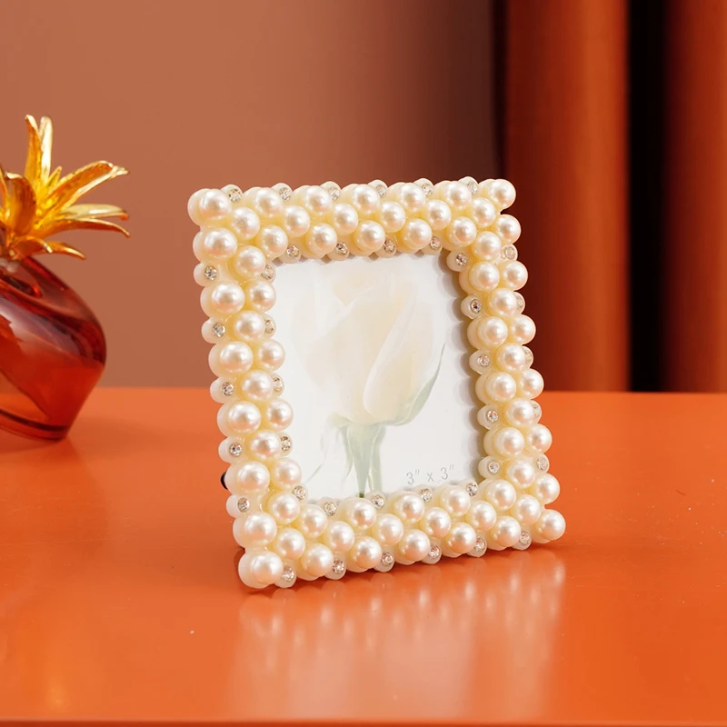 1PC, simple square pearl-shaped decorative photo frame, with a random photo frame for both horizontal and vertical use