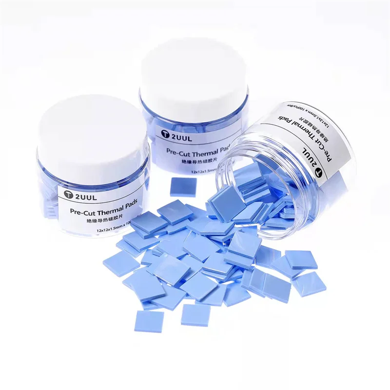 

2uul Pre-cut Thermal Silicone Pads 12x12x1.5mm Pc Phone Cpu Heatsink Cooling Conductive Silicone Pad Protection Repair Element