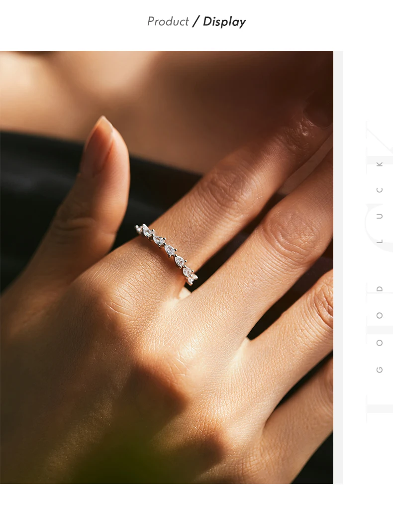 MODIAN Echter 925er Sterlingsilber, einfacher Wassertropfen, Birne, CZ-Fingerring, Krappenfassung, stapelbarer Ring für Frauen, Geschenk, edler Schmuck – Detail 5