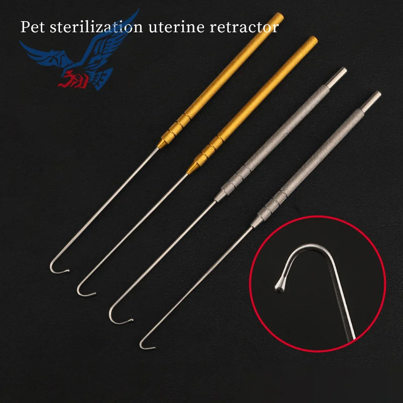 Animal pet neutering tool uterine and ovarian retractor pet instrument dog and cat retractor. Uterine hook. Uterine hook