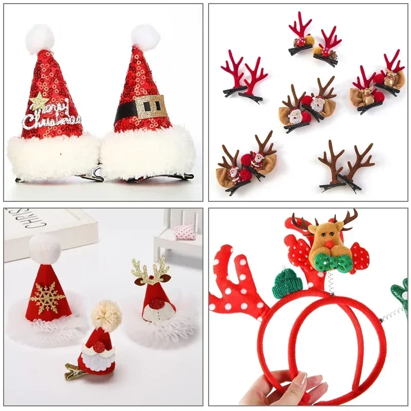Christmas Decorative Hair Clips Sell Cute Headwear Hair Clips Sequins Christmas Hats Small Hat Decorative Supplies