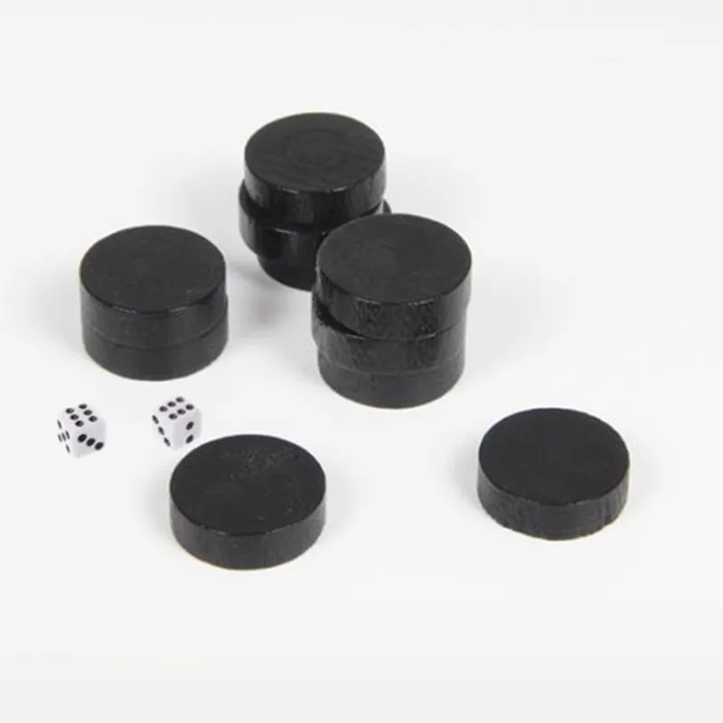 New 30pcs Wooden Draughts Checkers Backgammon Chess Pieces with 2 Dice for Kid Daily Board Game Intelligence Games Entertaining