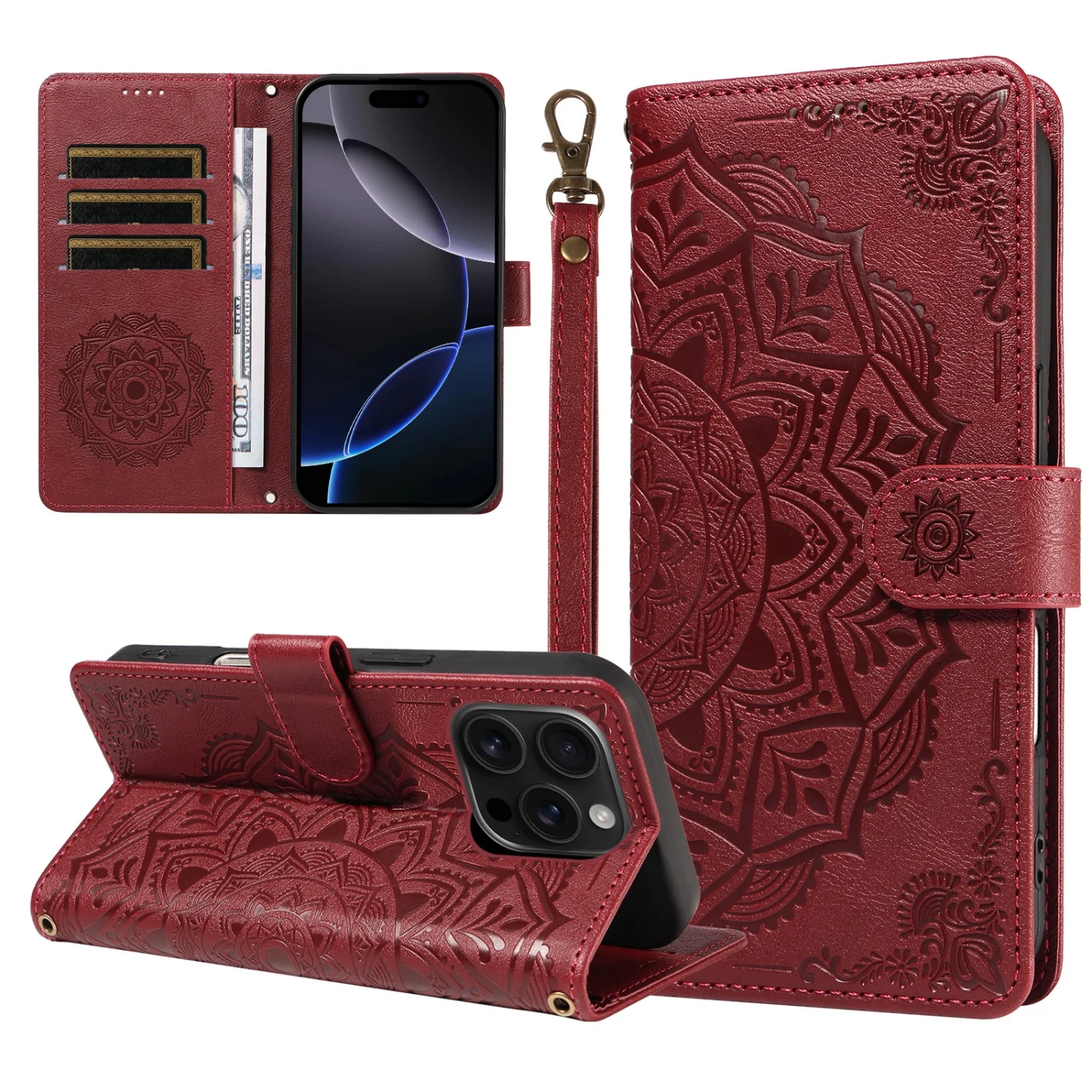Premium PU Leather Flip Wallet Cover - Luxury Holder Case