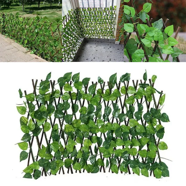 New Garden Screening Expanding Trellis Privacy Screen Hedged Artificial Faux Ivy Leaves Wooding Fence For Garden Buildings 2