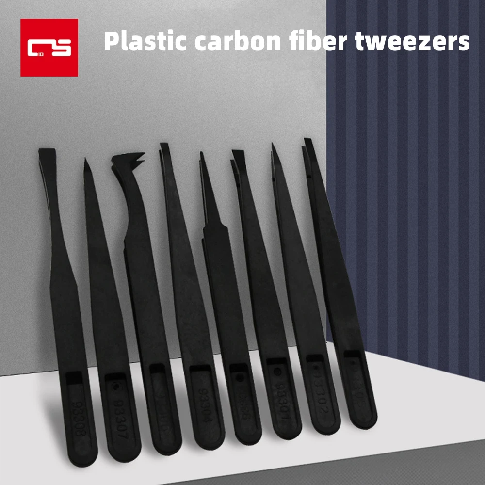 1pc Carbon Fiber Plastic Tweezers Elastic Clamping Tool Tweezers 93301-93308 for Watch Camera Computer Repairing Hand Tool