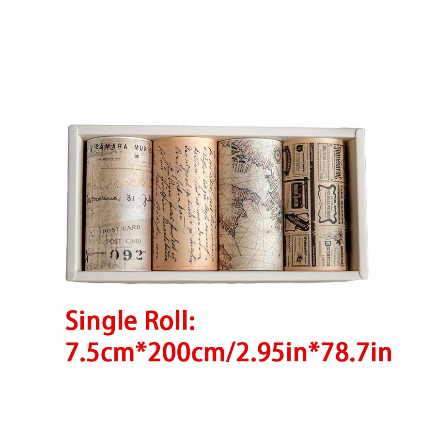 1/2/4 롤 빈티지 자체 접착식 레저 테이프 사무실 학습 용품 저널 장식 콜라주 DIY 수공예품 생일 선물 XJM