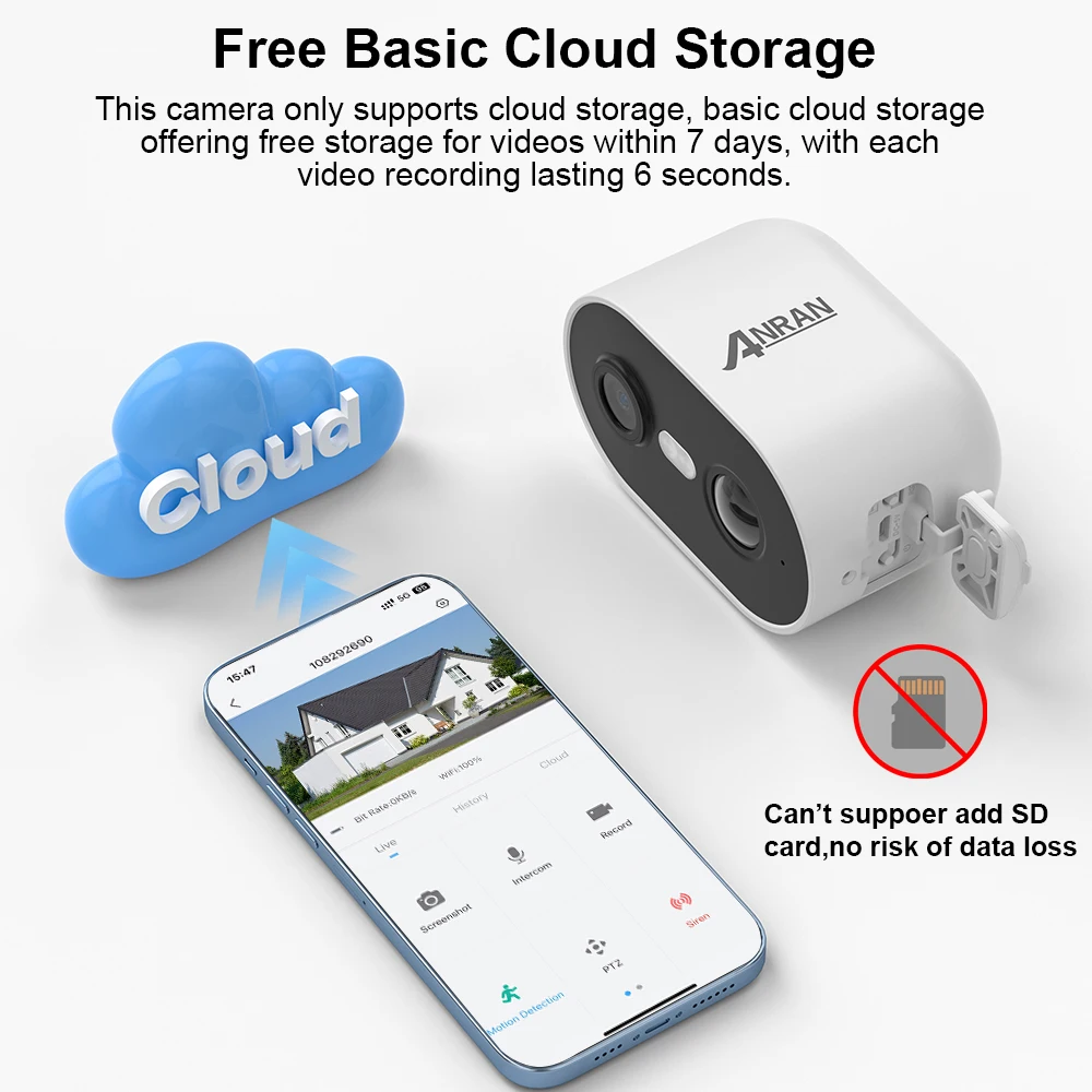 Caméra de sécurité sans fil, batterie, WiFi 2.4G, PIR ,IP65, fonctionne avec l'application – Image 2