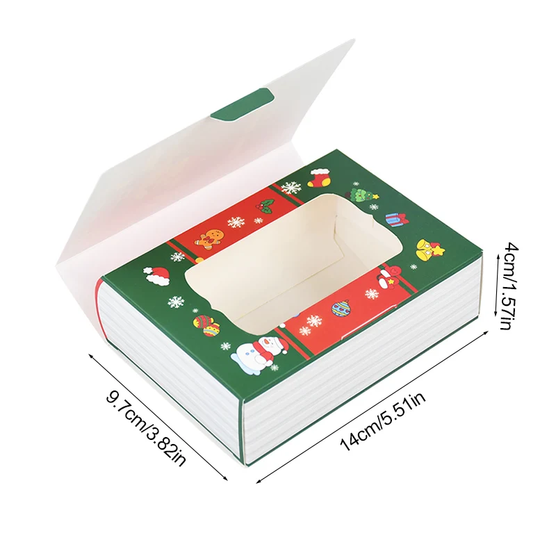 3/5pcs Book Shape Christmas Candy Box Cartoon Santa Claus Cookie Gift Packaging Box 2024 Navidad Noel Party Decoration Supplies