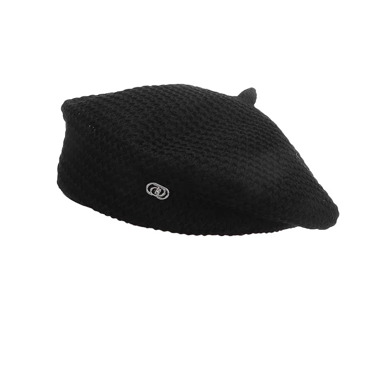 Women's Knit Beret Hat - Breathable Summer Straw Painter Style_voghion.com