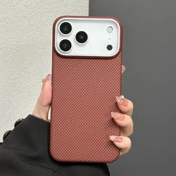 Business Minimalist Kevlar Carbon Fiber Pattern Magnetic Case with Wireless Charging and Anti - Drop Protection - iPhone 17 Pro (Brown)