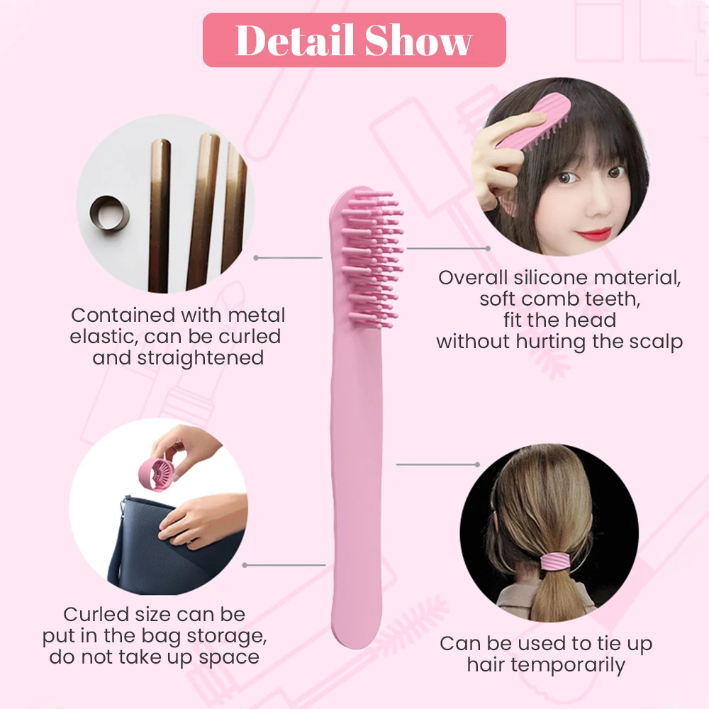 New 2 in 1 Hair Loop Comb Portable Scalp Massage Comb Anti-static Hair Combs for Women Flexible Headwear Hair Accessories 1/2PCS