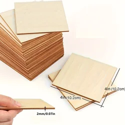10 - Piece Pack of 4x4in Blank Wood Sheets for Crafts - Ideal for Wood Burning, Painting, and Staining (10Pcs)
