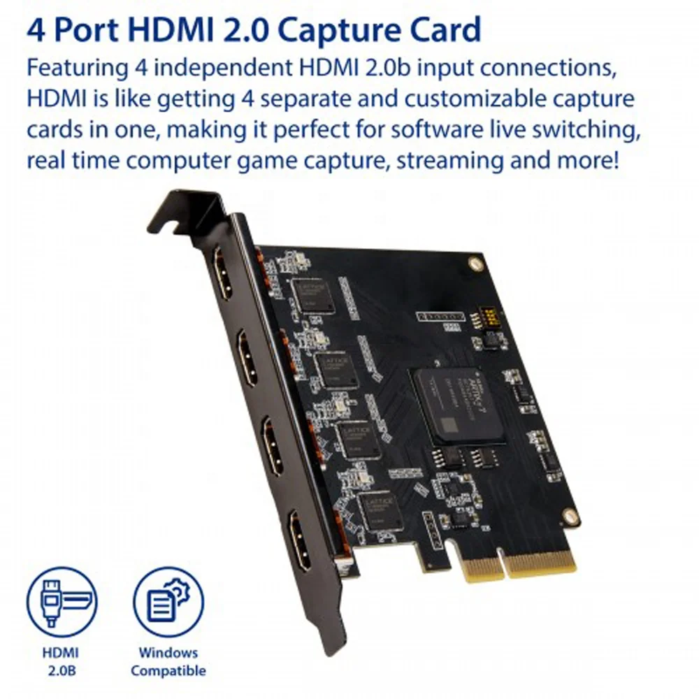 쿼드 HD MI 비디오 캡처 카드, PCI-e x4 인터페이스, 멀티 채널 라이브 스트리밍