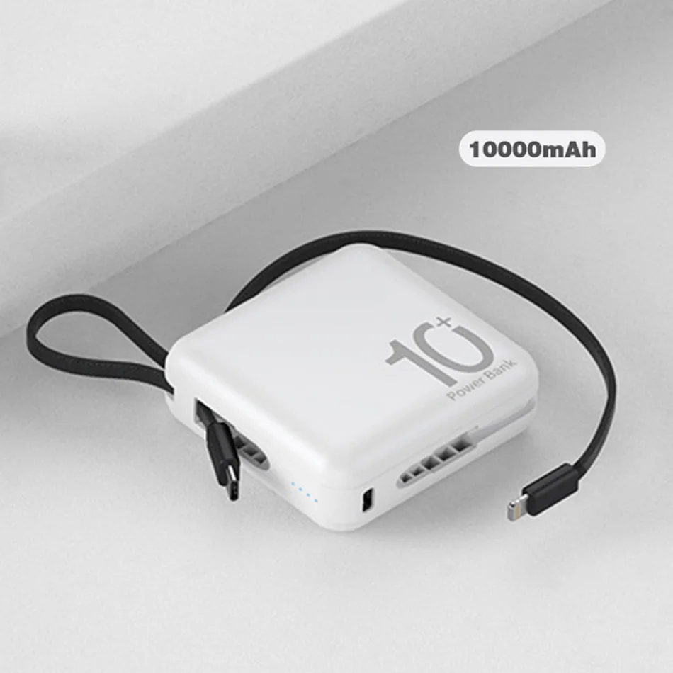 Mini Power Bank 30000mAh Portable External Battery Pack Built in Cable Powerbanks Spare Batteries for iPhone14 Samsung Xiaomiung