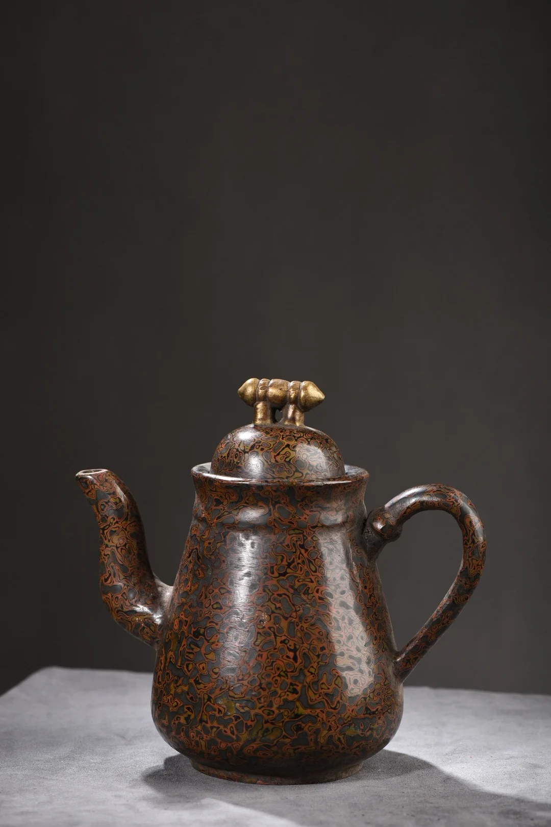 

6"Tibet Temple Collection Old Rhinoceros Lacquer Purple clay teapot Purple Clay Pot Flagon Teapot Kettle Ornaments Town house