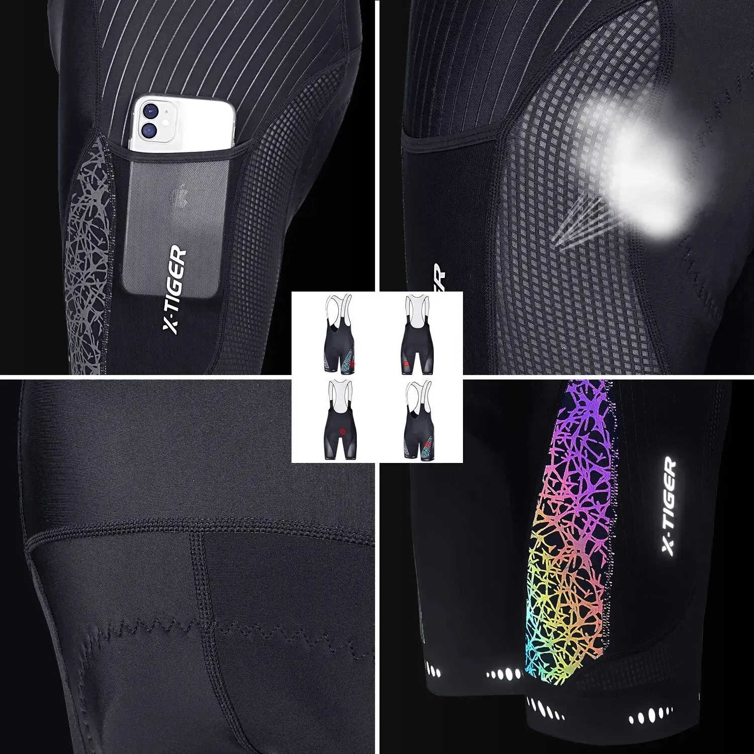 Cycling Bib Shorts Cycling Bib Shorts 5D Gel Pad Mountain Bike Shorts Bretelle Pockets Outdoor Breathable UPF50+ Bike Tight Bicycle