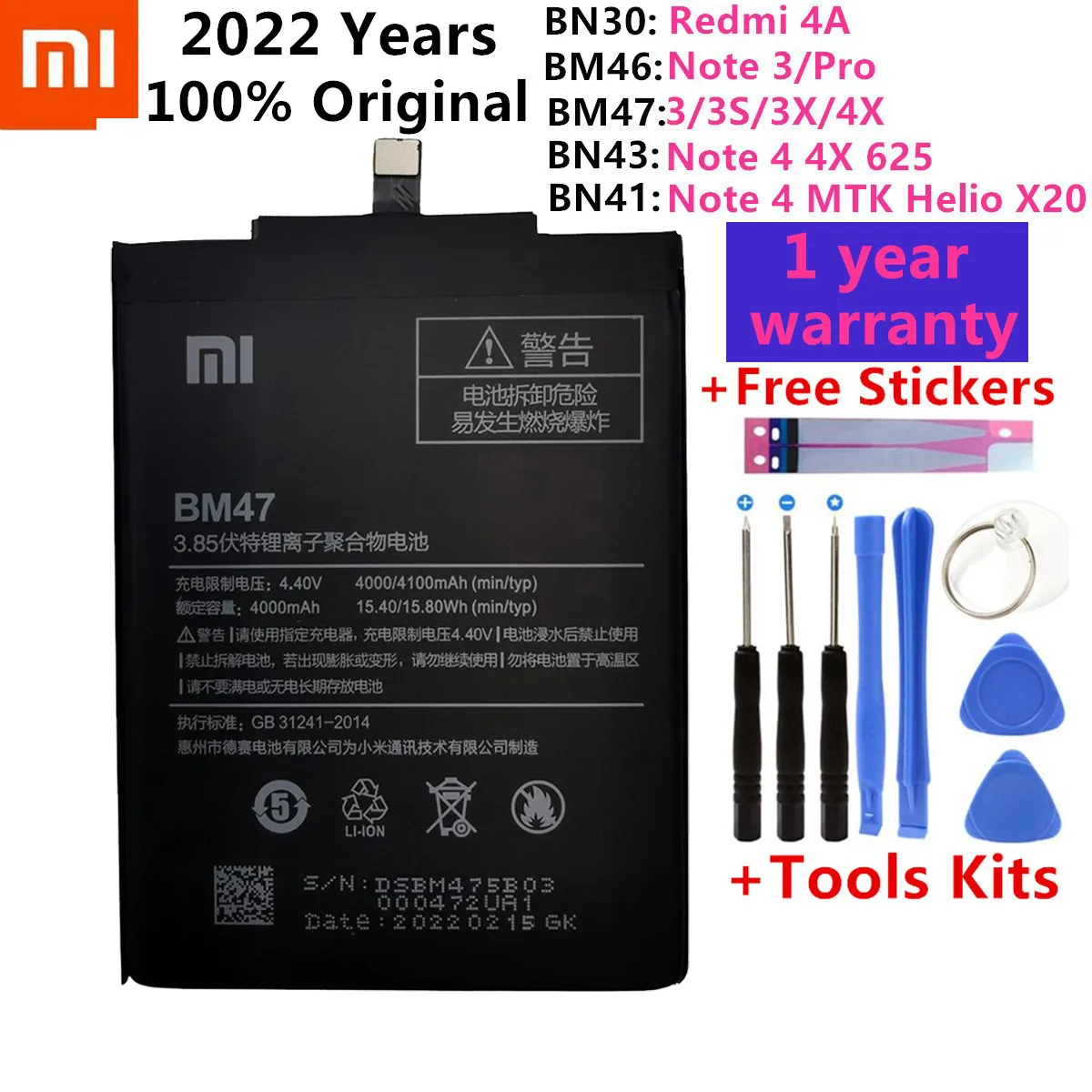 Original XiaoMi Phone Battery For Xiaomi Redmi Hongmi 3 3S 3X 4X 4A Note pro 4 High Quality Replacement Batteries +Tools |
