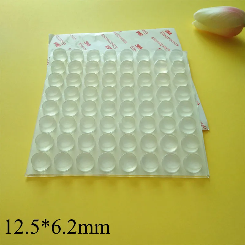 64Pcs 12.5*6.2MM SELF-ADHESIVE SILICONE RUBBER FEET PADS NON-SLIP DOOR STOPS SHOCK ABSORBER FURNITURE CORNER FEET PAD