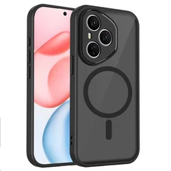 Frosted Clear Magnetic Wireless Charging Phone Case with Full Bumper Cover - Honor 200 Smart (Clear)