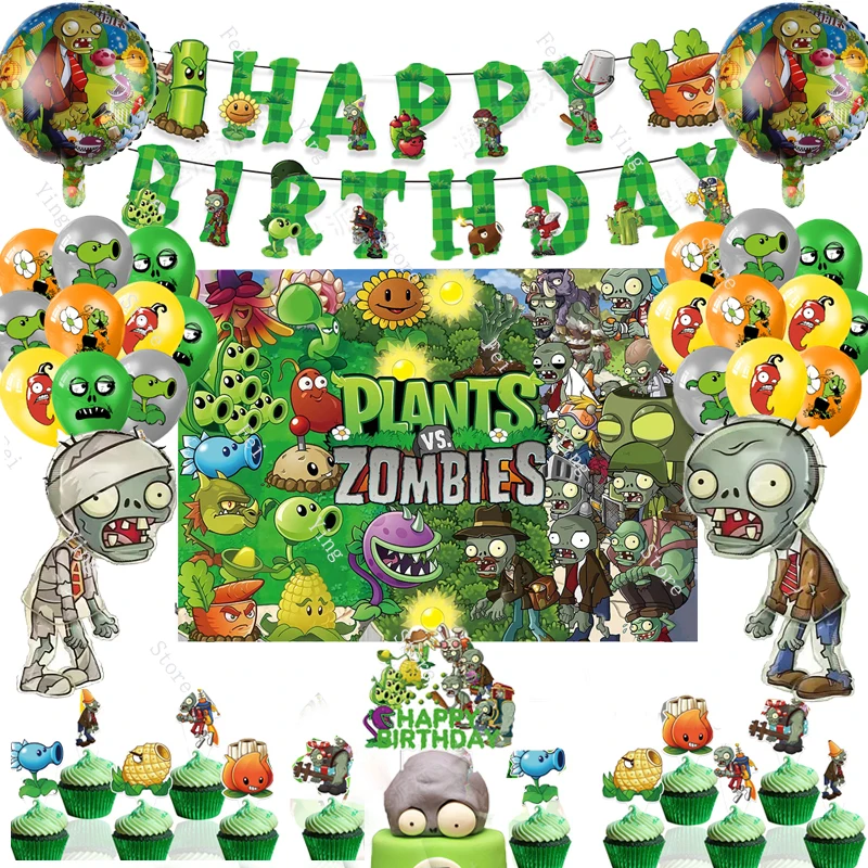 Game P-Plants vs Z-Zombies Birthday Party Disposable Tableware Balloon Background Decoration Children Party Supplies Props Gifts