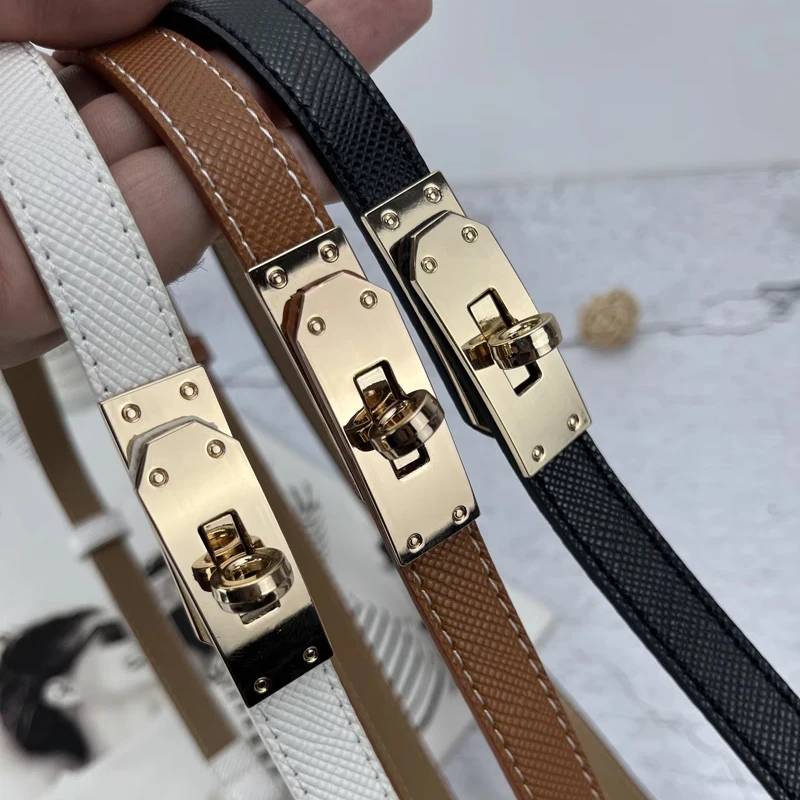 Fashion belt metal belt leather belt clothing accessory waist buckle Fashion Adjustable Thin Belt Luxury Black PU Leather Female Designer Girdle Korean Corset Metal Buckle Belts For Women White