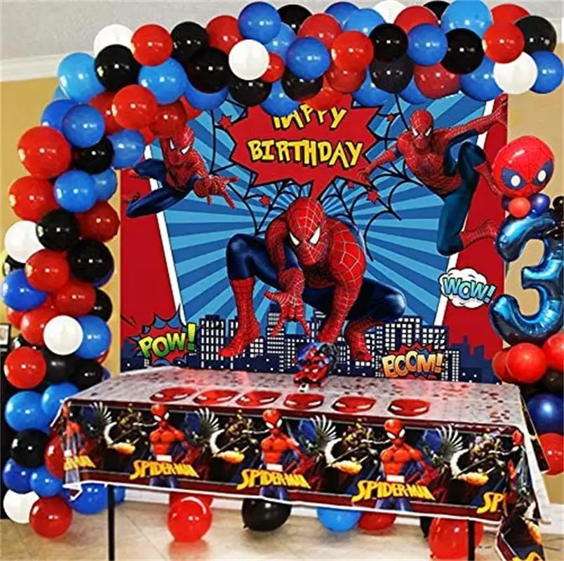 Superhero Spiderman Photography Backdrop Happy Birthday Party ...