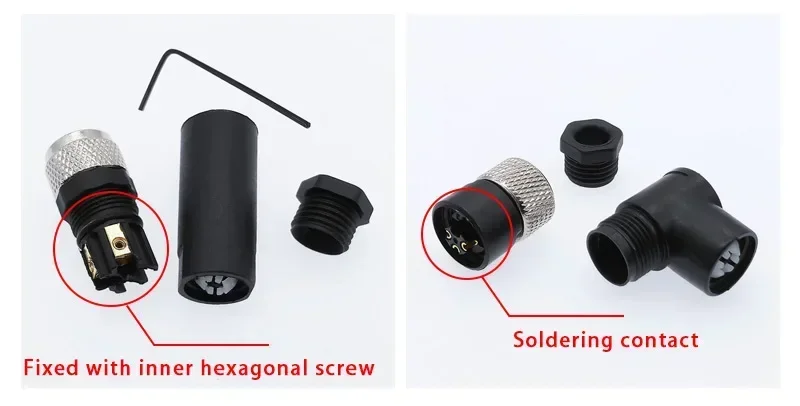 M8 sensor connector waterproof male&female plug straight angle screw threaded coupling 3pin 4pin